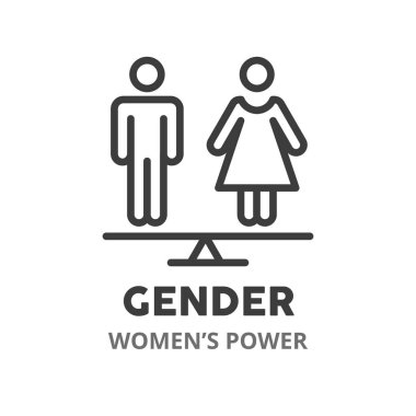 Cinsiyet ayrımcılığı simgesi. Cinsiyet eşitliği kavramı. Web tasarımı için vektör illüstrasyon sembolü ögesi. 