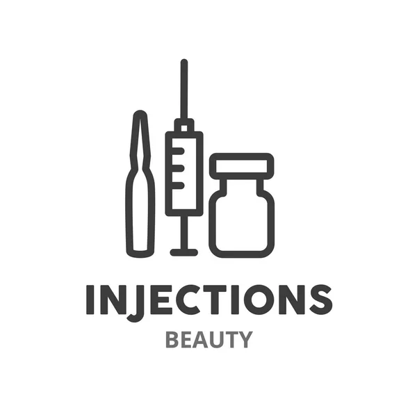 Injections, botox treatment thin line icon. Concept of beauty. Vector illustration symbol element for web design.