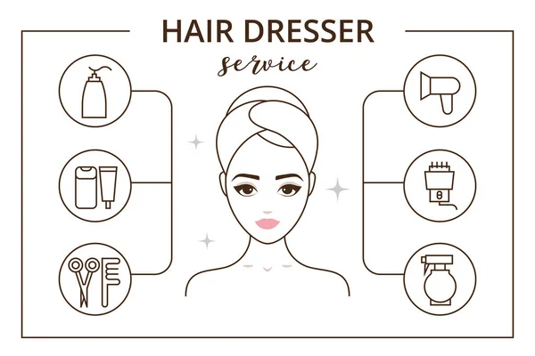 Coiffeur Service Illustration Vectorielle Femme Service Beauté Différentes Procédures — Image vectorielle