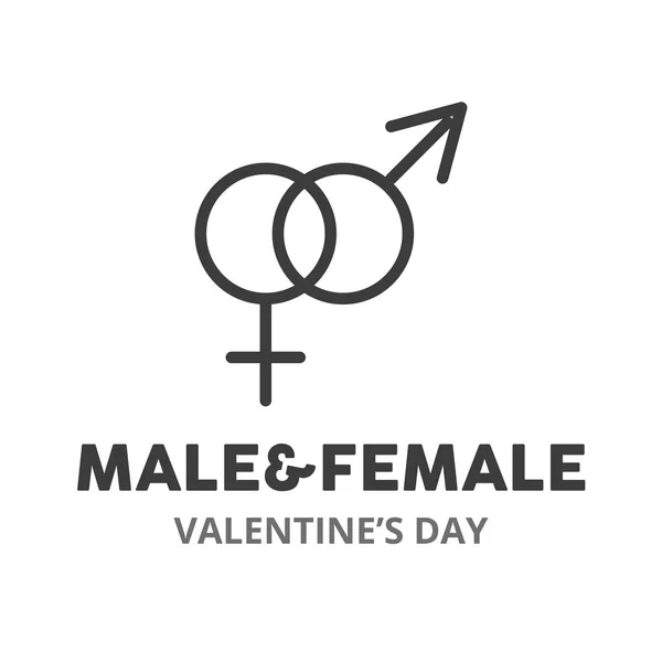 Símbolo masculino y femenino icono de línea delgada. Día de San Valentín. Elemento de símbolo de ilustración vectorial para diseño web . — Vector de stock