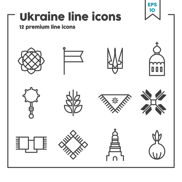 Украинские символы тонкие линии иконки. Элемент векторной иллюстрации для веб-дизайна . — стоковый вектор