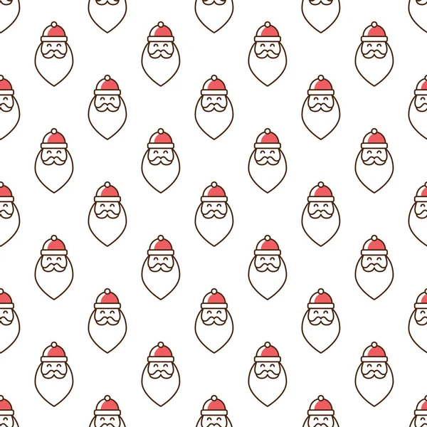 Santa Claus dünne Linie Muster Hintergrund. Weihnachts- und Neujahrsfeier. — Stockvektor