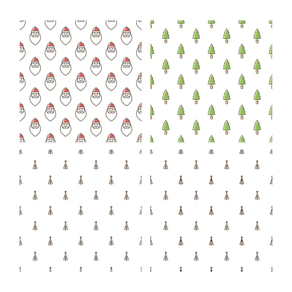 Ensemble de motifs de Noël ligne mince fond de motif. Fête de Noël et Nouvel An . — Image vectorielle