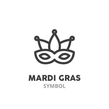 Karnaval maskesi, ince çizgi ikonu. Mardi Gras, karnaval. Web tasarımı için vektör illüstrasyon unsurları