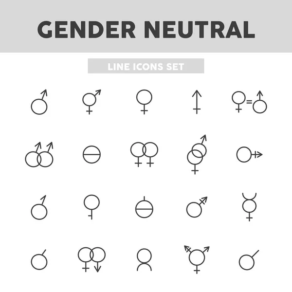 Gender neutral simple set line icons.Vector illustration symbol elements for web design — 스톡 벡터
