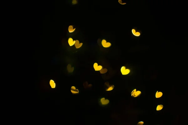 Yellow Hearts Bokeh Background Valentines Day Symbol Love — Stock Photo, Image