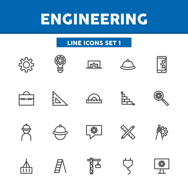 Ingénierie simple définir des icônes de ligne mince. Concept de construction, de fabrication. Illustration vectorielle éléments de symbole pour la conception web et applications — Image vectorielle