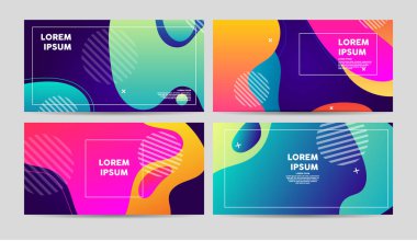 Flyers template  with bright liquid shapes. Trendy, colourful vector backgrounds