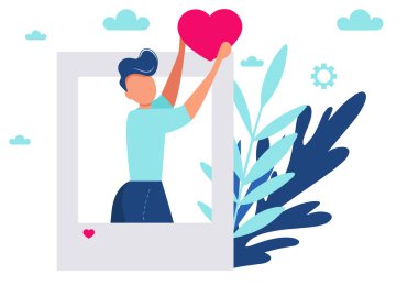 Social network, leave a good feedback, comment, highest rate.Love on the Internet. Social networking concept. 