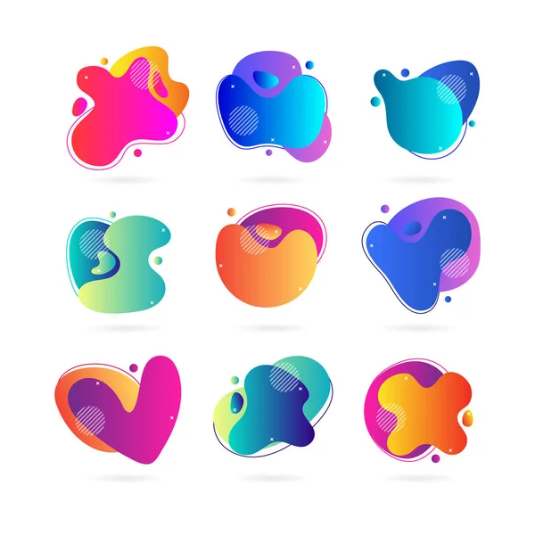 Liquid shapes with gradients. Trendy, colourful vector illustration. — Stock Vector