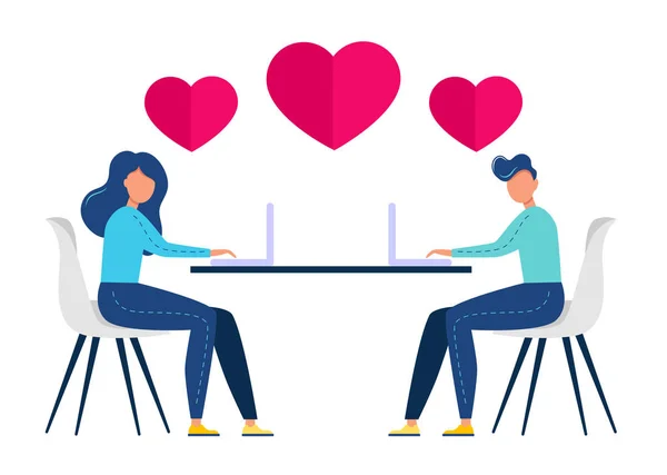 Love in social network. People in love. Vector Illustration — 스톡 벡터