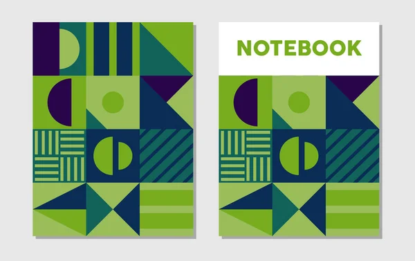 Modernismo Gráfico Suizo Retro Diseño Cuaderno Portada Con Formas Geométricas — Vector de stock