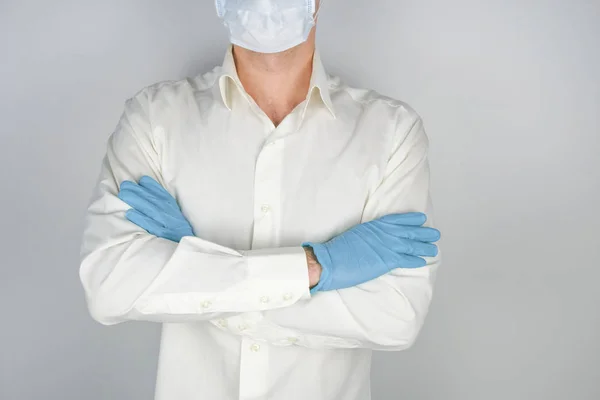 Laç Maskeli Bir Adam Virüs Soğuk Algınlığı Grip — Stok fotoğraf
