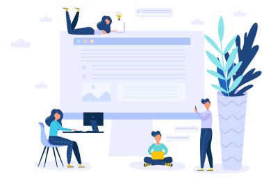 Takım çalışması vektör illüstrasyonu. Takım çalışması kavramı, web sitesinde çalışma.