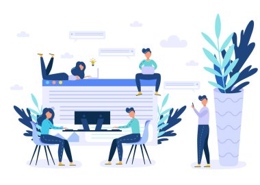 Takım çalışması vektör illüstrasyonu. Takım çalışması kavramı, web sitesinde çalışma.