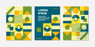 Retro İsviçre grafik modernizmi, kapak, geometrik şekilli poster. Vektör illüstrasyonu