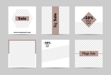 Sosyal medya afiş şablon koleksiyonu. Vektör İllüstrasyonu.