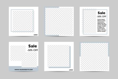 Sosyal medya afiş şablon koleksiyonu. Vektör İllüstrasyonu.