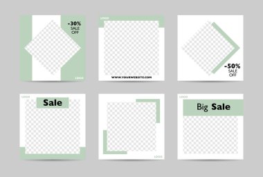 Sosyal medya afiş şablon koleksiyonu. Vektör İllüstrasyonu.