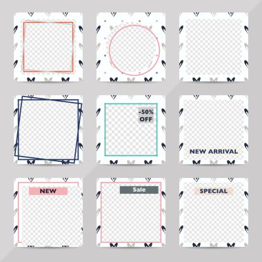 Sancak tasarımı, sosyal medya web pankartları koleksiyonu.