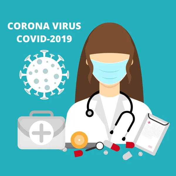 Virus Corona Covid Médico Con Máscara Prueba Virus Corona Concepto — Vector de stock