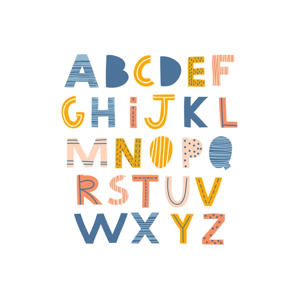 Abstract Decorative English Alphabet Creative Cute Kids Font Ideal Education — Stock Vector