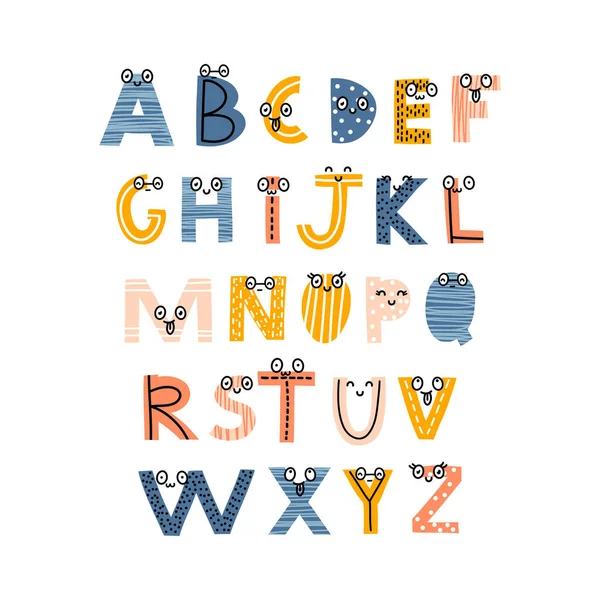 Abstract Decorative English Alphabet Creative Cute Kids Font Ideal Education — Stock Vector