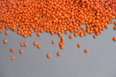 Gri arka planda mercekler. Sağlıklı beslenme kavramı..