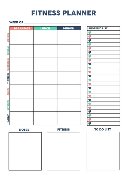 Weekly Workout Calendar Stok Vektor Ilustrasi Weekly Workout Calendar Bebas Royalti Depositphotos