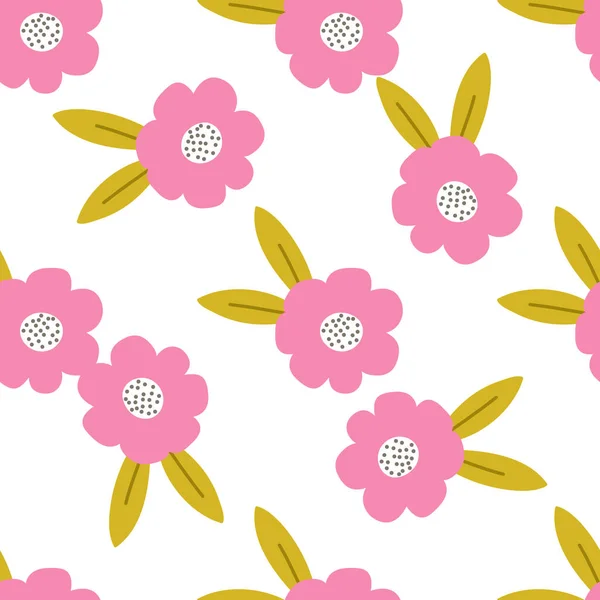 Fleurs Boho Floral Main Dessinée Remplissage Vectoriel Sans Couture Mignon — Image vectorielle
