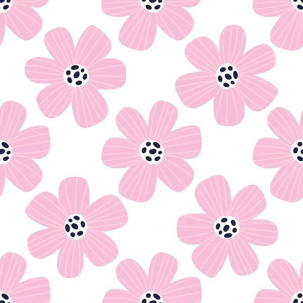 Flores Relleno Floral Boho Dibujado Mano Sin Costuras Lindo Dibujo — Vector de stock