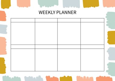 Günlük, organizatör ve defter için aylık planlamacı. Yazdırılabilir A4 planlayıcısı. Vektör İllüstrasyonu. 