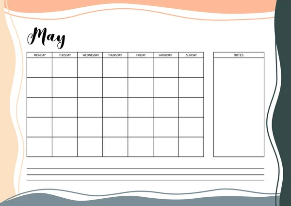 Monthly Planner Diary Organiser Notebook Printable Planner Vector Illustration — Stock Vector