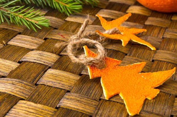 Christmas decorations hand made from tangerine peel