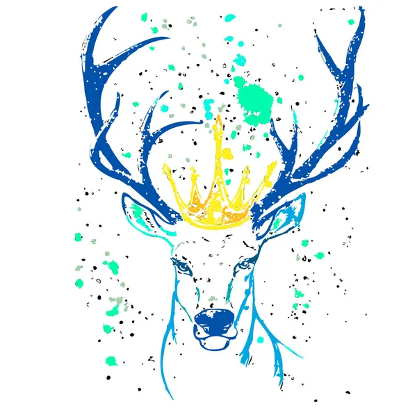 Bir taç ile renkli geyik