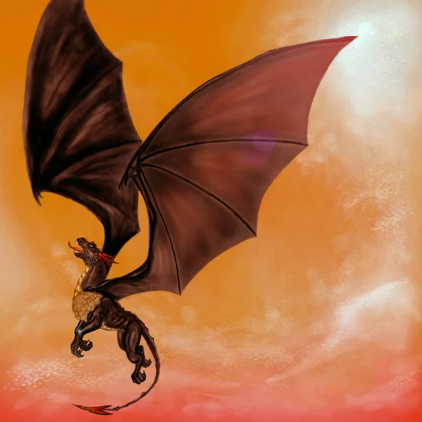 Gökyüzünde uçan ejderha — Stok fotoğraf