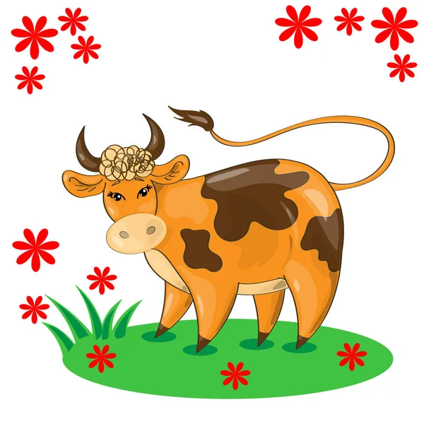 inek/sevimli, dost inek, vektör çizim