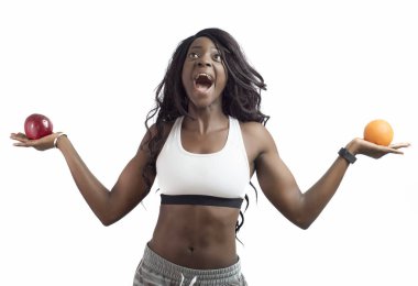 Güzel siyah Afrika kökenli Amerikalı fitness modeli