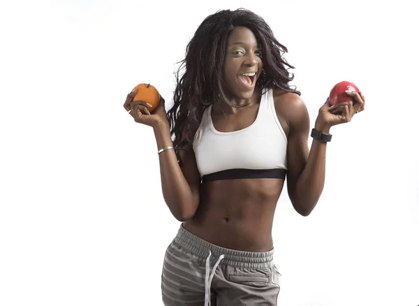 Vacker svart African American fitness modell — Stockfoto