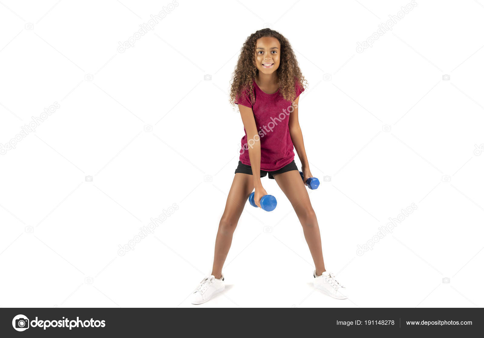 Young Playful Child Pre Teen Biracial Girl Brown Curly Hair