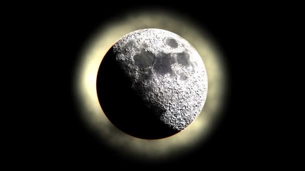 Фазы луны с нимбом абсолютно реалистичны — стоковое видео