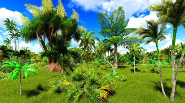 Tropikal orman 3d çizim