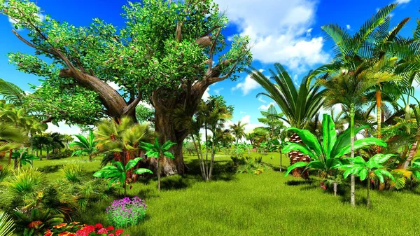 Tropical jungle 3d illustration — Stock Photo, Image