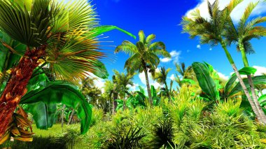 Tropikal orman 3d çizim