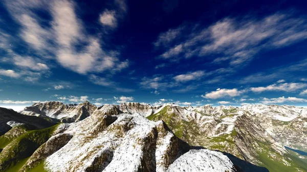 Paysage estival idyllique dans les Alpes rendu 3d — Photo