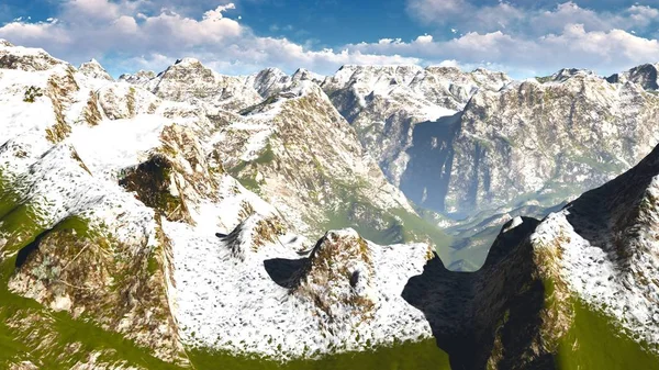 Paisaje idílico de verano en los Alpes 3d rendering — Foto de Stock