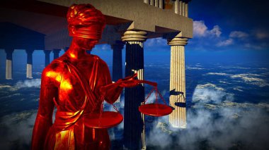 Bayan adalet heykelinin açık Adliye 3d render