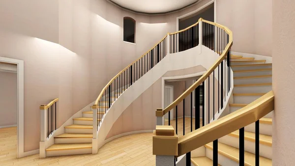 Escalera brillante en la oficina moderna 3d renderizado — Foto de Stock