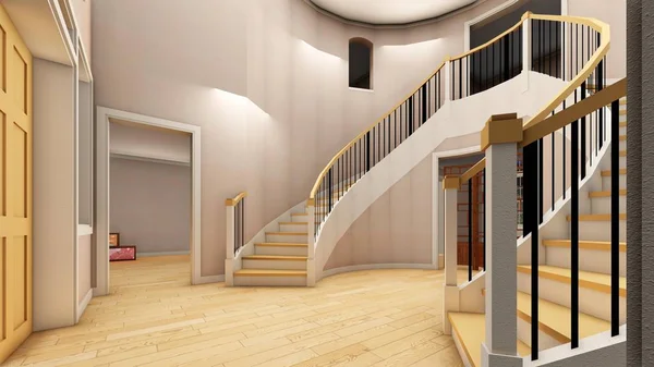 Escalera brillante en la oficina moderna 3d renderizado —  Fotos de Stock