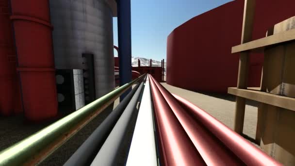 Instalaciones de la industria del petróleo y el gas en animación — Vídeos de Stock